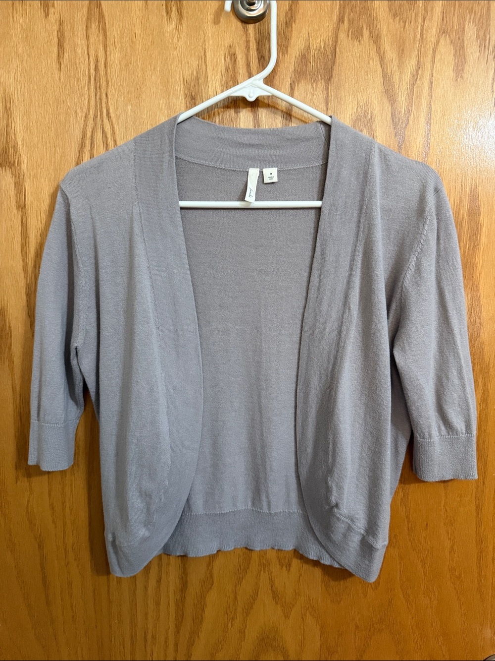 Frenchi Light Tan/Gray Open-Front Women's Cardigan